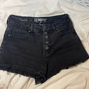 Rewash Super High Rise Black Jean Shorts